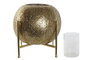 DKD Home Decor Portavelas de Metal y Cristal Dorado