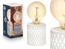 Giftdecor Lampara Led Base Formas Gris Cemento Vidrio 8x19x8cm (Set de 8)