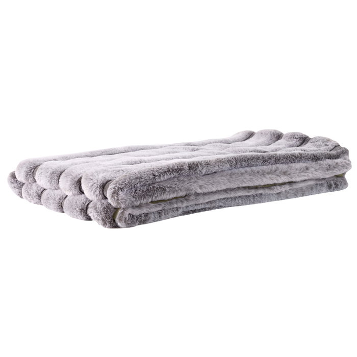 Home Deco Factory Manta Imitación Piel Gris Lounge 120x150 cm Suave Pelo Sintético