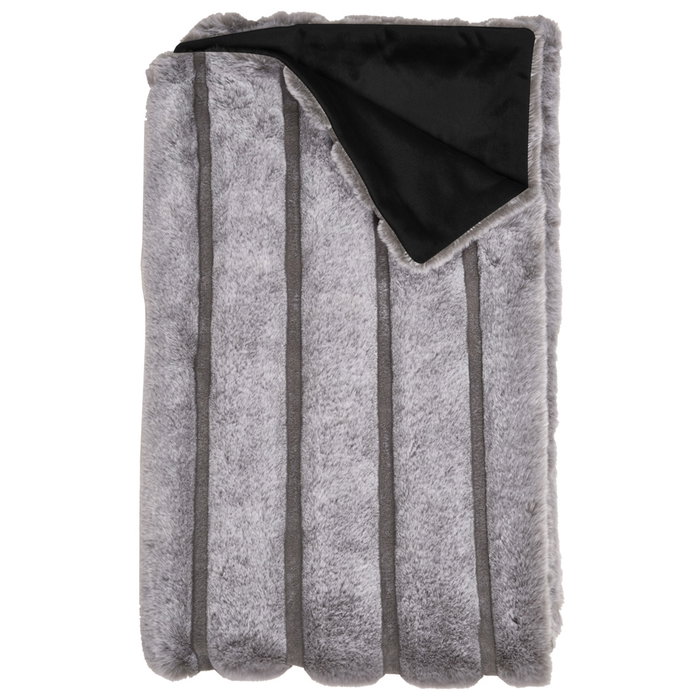 Home Deco Factory Manta Imitación Piel Gris Lounge 120x150 cm Suave Pelo Sintético