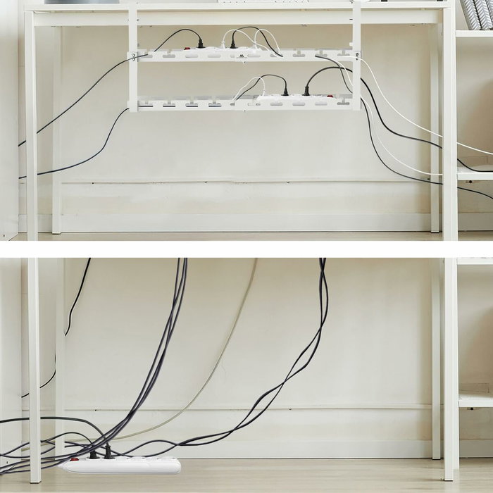 Maclean organizador de cables bajo escritorio, carga mÁx. 5kg, mÁx. 728mm, 2 niveles, blanco, mc-102 w 728mm, 2 niveles, blanco,