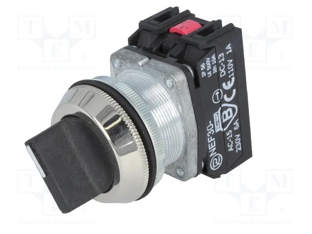 PROMET Interruptor Rotativo NEF30-PSXY Negro 30mm 2 Posiciones