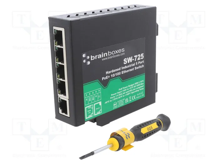 BRAINBOXES SW-725 Switch Ethernet no administrado de 5 puertos BRAINBOXES SW-725 Switch Ethernet no administrado de 5 puertos