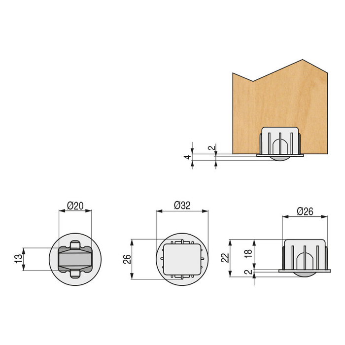 Q&Q Base Fija Embutir Cassone A-2 Aro De Goma Ø20 Negro Poliuretano 45kg Q&Q Base Fija Embutir Cassone A-2 Aro De Goma Ø20 Negro Poliuretano 45kg