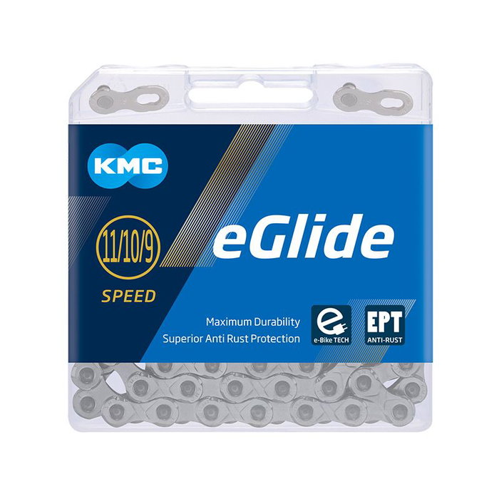 KMC eGlide Cadena 9-11v para Bicicleta Eléctrica Shimano Linkglide 118 Eslabones