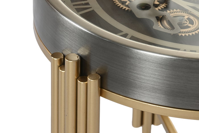 DKD Home Decor Mesita Auxiliar Loft Dorado Plateado Metal y Cristal 50 x 54 x 50 cm