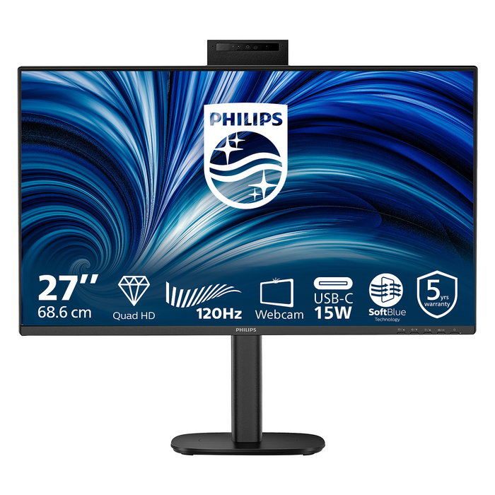 Philips 27B2N3500JH Monitor 27" (68.6 cm) QHD IPS 2560x1440 120Hz 2xHDMI DisplayPort USB-C USB Hub Altavoces Cámara