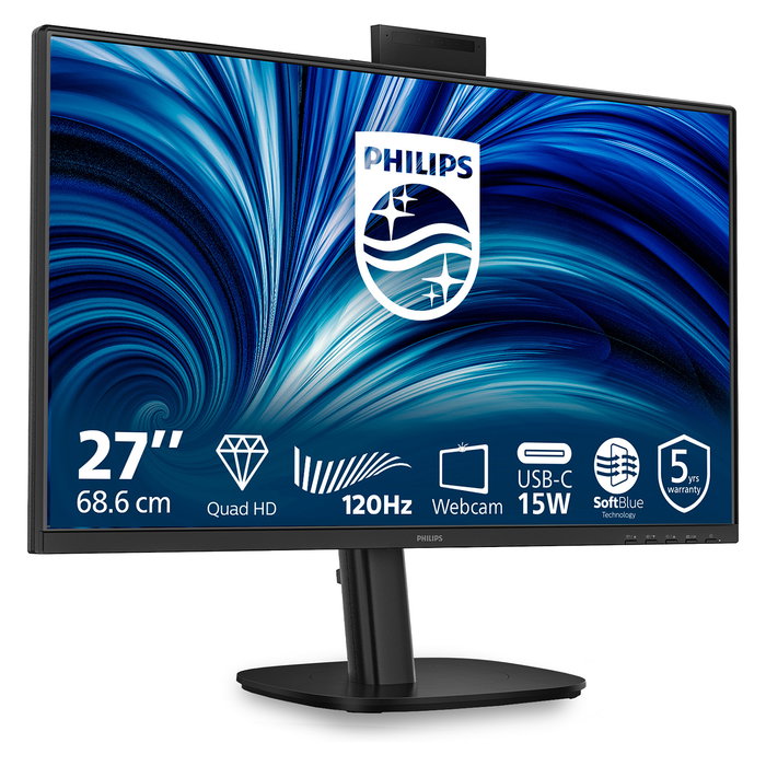 Philips 27B2N3500JH Monitor 27" (68.6 cm) QHD IPS 2560x1440 120Hz 2xHDMI DisplayPort USB-C USB Hub Altavoces Cámara