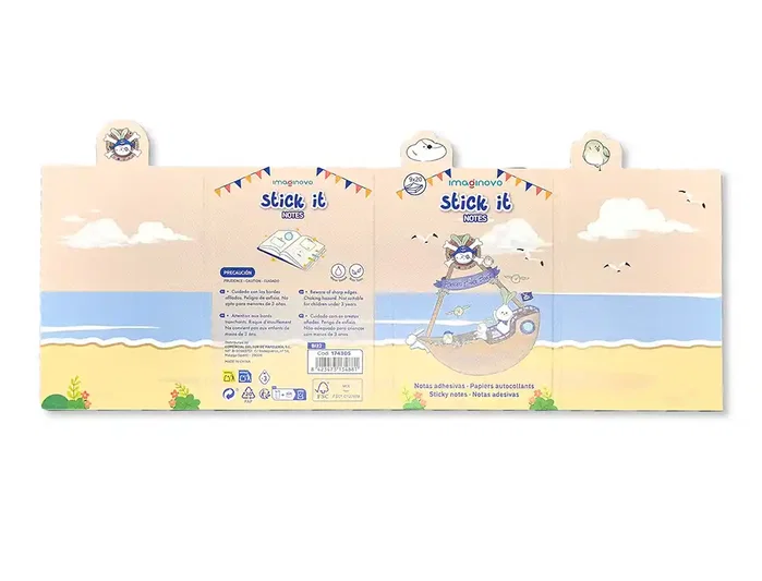 Imaginovo Bloc de Notas Adhesivas Stick It! con 180 Notitas para Niños, 20 Hojas con Diseño Pirata y Mapa en Varios Tamaños