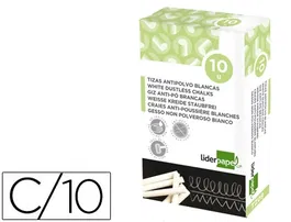 Liderpapel Tiza Blanca Antipolvo, Trazado y Escritura Suave, Caja de 10 Unidades