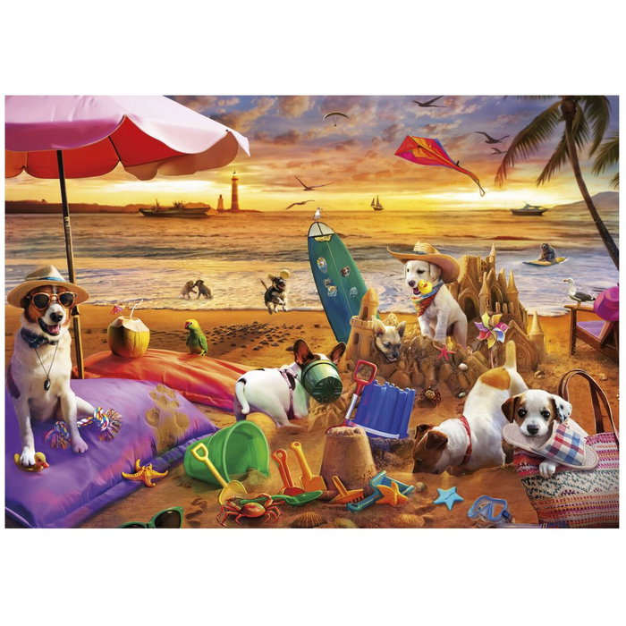 Educa Puzzle Perros jugando en la playa - 1000 piezas