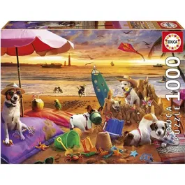 Educa EDU1747759383597 Puzzle Perros jugando en la playa 1000 piezas 68 x 48 cm a partir de 12 años