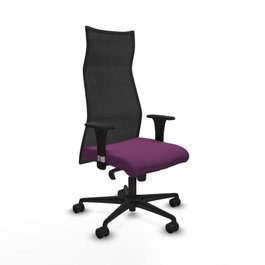 PIQUERAS Y CRESPO Sillón Albacete con Mecanismo Sincro, Similpiel Morado y Malla Negra