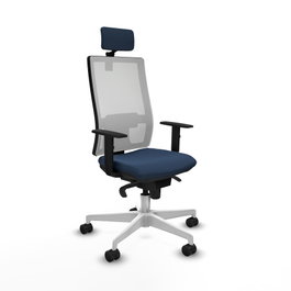 PIQUERAS Y CRESPO Silla de oficina Horna con mecanismo Sincro, Azul marino y Blanco