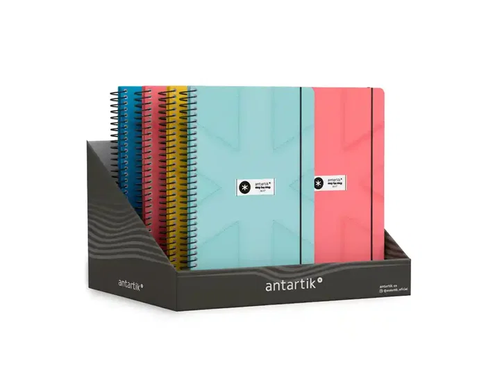 Antartik Agenda Escolar Bilingüe Pack and Go 2026-2027 Espiral Día Página A5 80g Papel FSC - 8 Unidades Diseños Surtidos