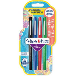Rotulador Fibra Paper Mate Flair M (0,7) Blister De 4 Estandar