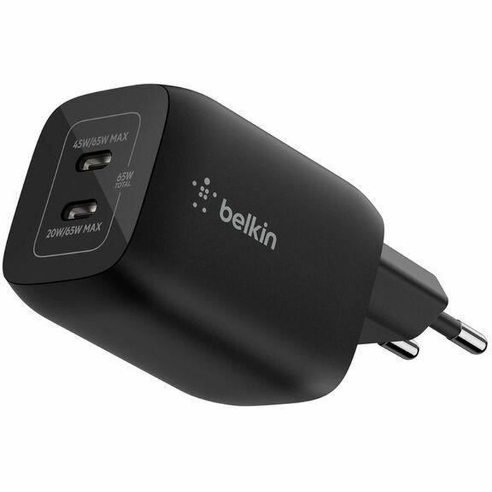 Belkin Cargador GaN USB-C de 65W con Doble Puerto Negro ENA007KQBK Belkin Cargador GaN USB-C de 65W con Doble Puerto Negro ENA007KQBK