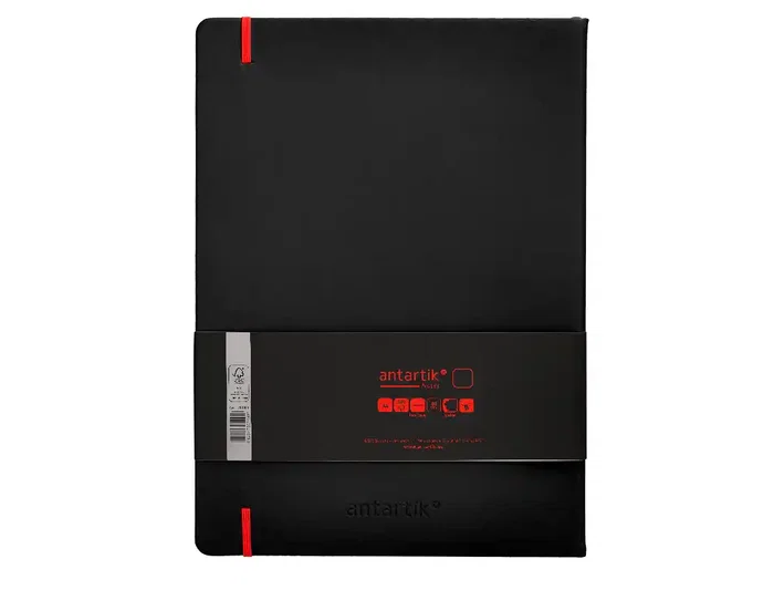 Antartik Cuaderno A4 Tapa Dura Hojas Lisas Negro y Rojo 100 Hojas 80gr FSC
