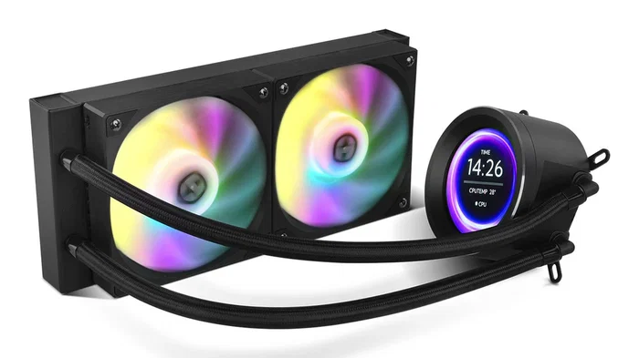 Nox Hummer X-240 LCD - Kit de Refrigeración Líquida AIO para Procesador, Negro, Radiador 240mm, 2 Ventiladores PWM 120mm, Pantalla LCD Personalizable ARGB, Compatible Intel/AMD