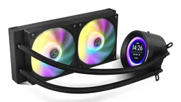 Nox Hummer X-240 LCD - Kit de Refrigeración Líquida AIO para Procesador, Negro, Radiador 240mm, 2 Ventiladores PWM 120mm, Pantalla LCD Personalizable ARGB, Compatible Intel/AMD