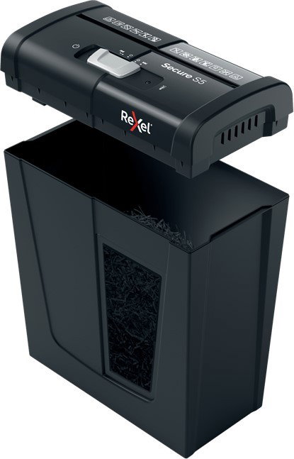 Rexel Secure S5 Destructora de Papel Negra, Corte en Tiras 6 mm