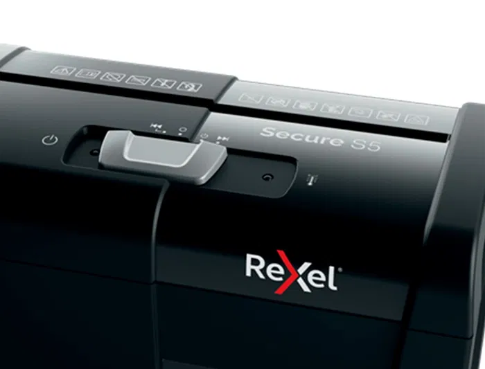 Rexel Secure S5 Destructora de Documentos, Capacidad 5 Hojas, Grapas, Clips, Tarjetas y CD, Papelera 10 L, Corte en Tira