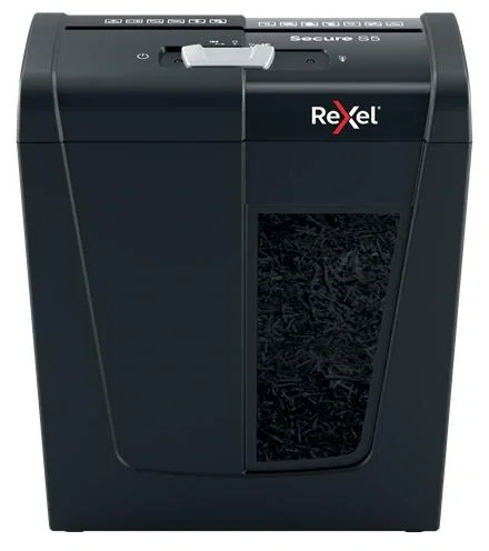 Rexel Secure S5 Destructora de Papel Negra, Corte en Tiras 6 mm