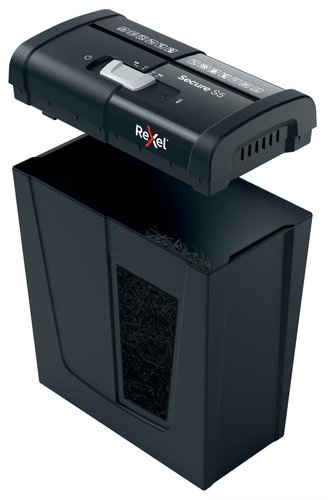 Rexel Secure S5 Destructora de Papel Negra, Corte en Tiras 6 mm