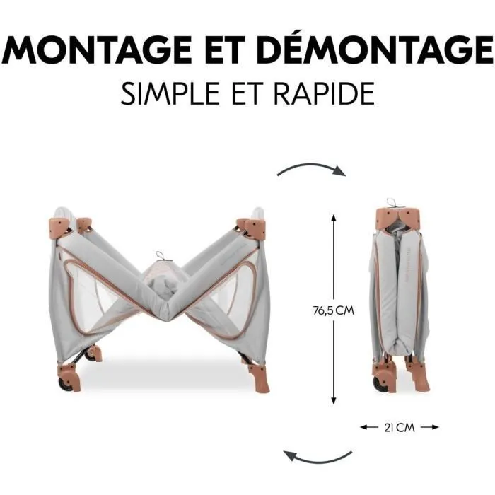 Hauck Cuna de Viaje Sleep N Play Go Plus 60 x 120 cm Plegable Ruedas Desde el Nacimiento Corcho Polvoriento