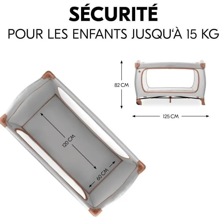 Hauck Cuna de Viaje Sleep N Play Go Plus 60 x 120 cm Plegable Ruedas Desde el Nacimiento Corcho Polvoriento