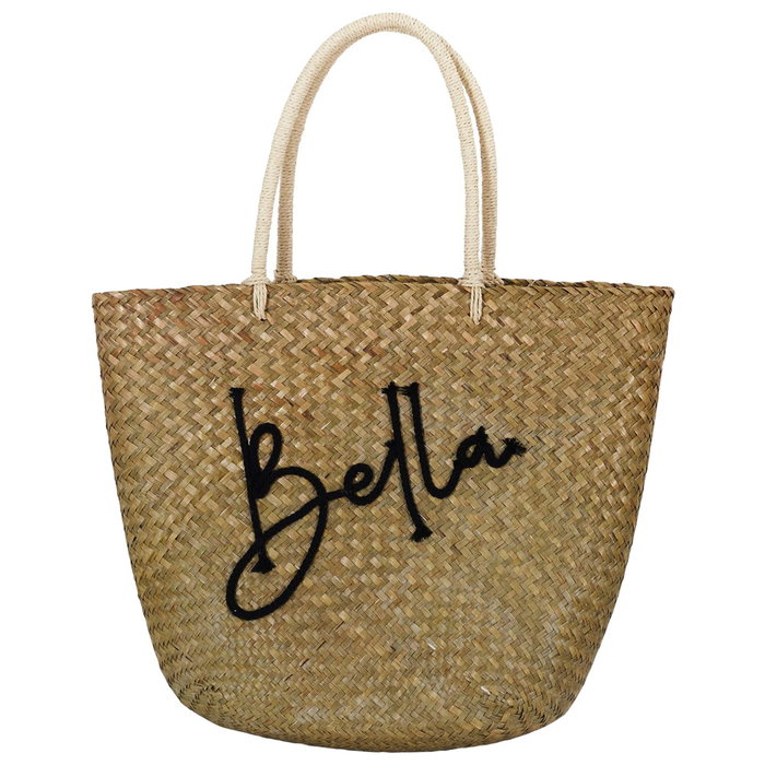 Jet Lag Bolsa Capazo Con Asas Decorada Fibras Naturales Cerezas Bella 48x35 cm