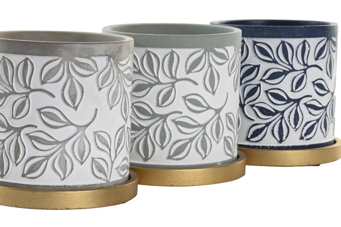 DKD Home Decor Maceta de Cemento con Plato Surtida 13x13x14 cm DKD Home Decor Maceta de Cemento con Plato Surtida 13x13x14 cm