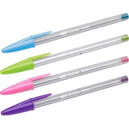 BIC Cristal Fun Bolígrafos Punta Ancha 1.6 mm - Pack de 10 Unidades Colores Surtidos (Verde Lima, Rosa, Morado, Turquesa) - Ref. 524176
