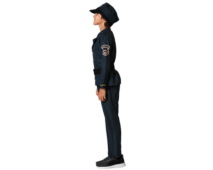 Disfraz Policia Niños Azul Marino 3-4 Años Traje Carnaval Infantil Complet con Pantalon Casaca Cinturon Gorro