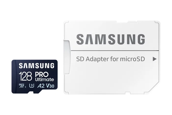 Samsung MB-MY128S Tarjeta microSDXC 128 GB PRO Ultimate UHS-I Clase 10 (U3/V30/A2) 200 MB/s para 4K, Drones, Cámaras, Smartphones y Videojuegos con Adaptador SD