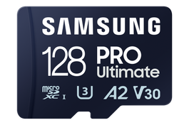 Samsung MB-MY128S Tarjeta microSDXC 128 GB PRO Ultimate UHS-I Clase 10 (U3/V30/A2) 200 MB/s para 4K, Drones, Cámaras, Smartphones y Videojuegos con Adaptador SD