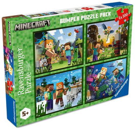 Ravensburger Puzzle 4x100 Piezas Bumper Pack Minecraft