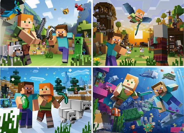 Ravensburger Puzzle 4x100 Piezas Bumper Pack Minecraft