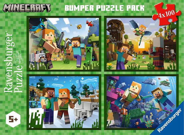 Ravensburger Puzzle 4x100 Piezas Bumper Pack Minecraft