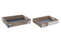 DKD Home Decor Set de 2 Bandejas de MDF Azul Marino 40x30x7 cm
