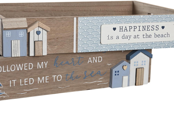 DKD Home Decor Set de 2 Bandejas de MDF Azul Marino 40x30x7 cm