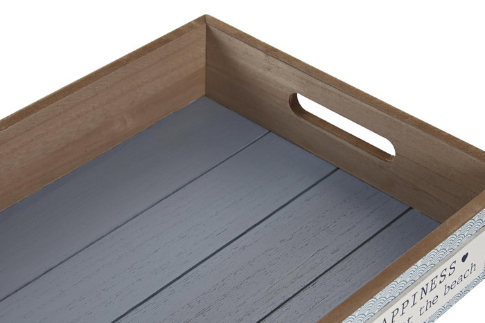 DKD Home Decor Set de 2 Bandejas de MDF Azul Marino 40x30x7 cm