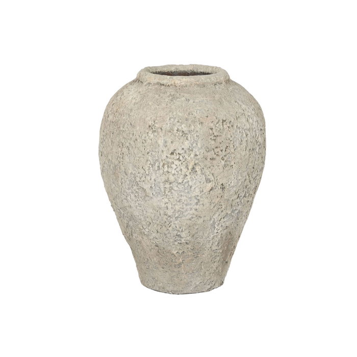 DKD Home Decor Jarrón de Terracota Gris Hecho a Mano 41x41x57 cm