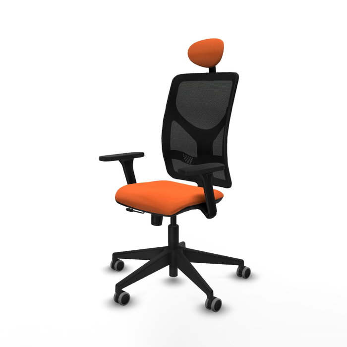 PIQUERAS Y CRESPO Silla de oficina Motilla Naranja y Negro con Mecanismo Sincro/Traslack PIQUERAS Y CRESPO Silla de oficina Motilla Naranja y Negro con Mecanismo Sincro/Traslack