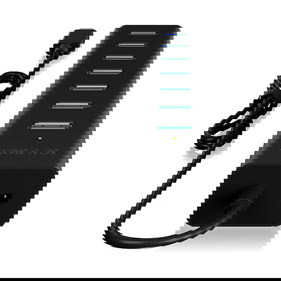 ICY BOX IB-HUB1700-C3 USB-C HUB 7 Puertos USB 3.0 5000Mbit/s Negro Aluminio