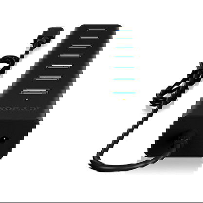 ICY BOX IB-HUB1700-C3 USB-C HUB 7 Puertos USB 3.0 5000Mbit/s Negro Aluminio