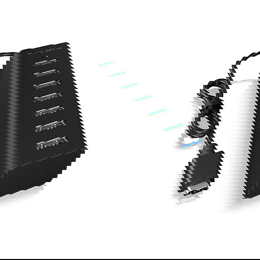 ICY BOX IB-HUB1700-C3 USB-C HUB 7 Puertos USB 3.0 5000Mbit/s Negro Aluminio