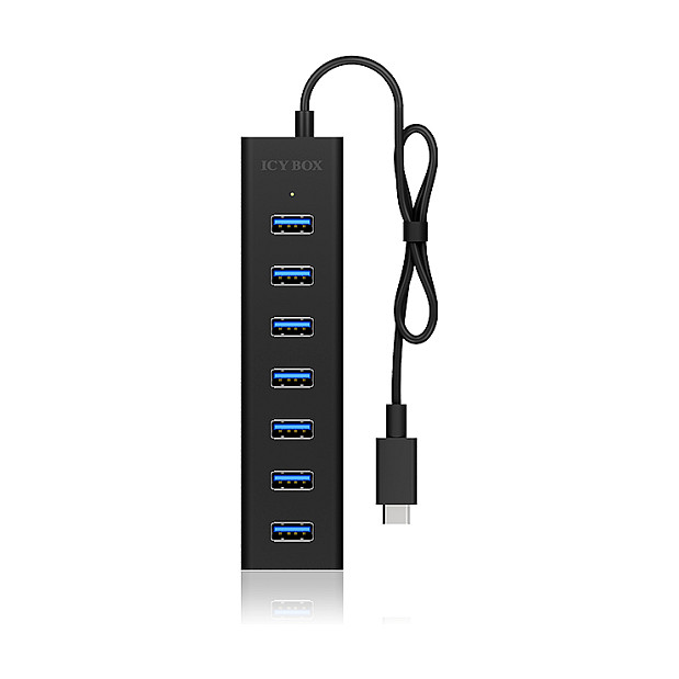 ICY BOX IB-HUB1700-C3 USB-C HUB 7 Puertos USB 3.0 5000Mbit/s Negro Aluminio