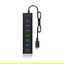 ICY BOX IB-HUB1700-C3 USB-C HUB 7 Puertos USB 3.0 5000Mbit/s Negro Aluminio