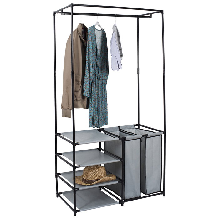 Je cherche une Idee Perchero Vestidor Abierto con 3 Espacios, Bolsas y Baldas, Soporta 25kg, 87x43.5x163.5cm